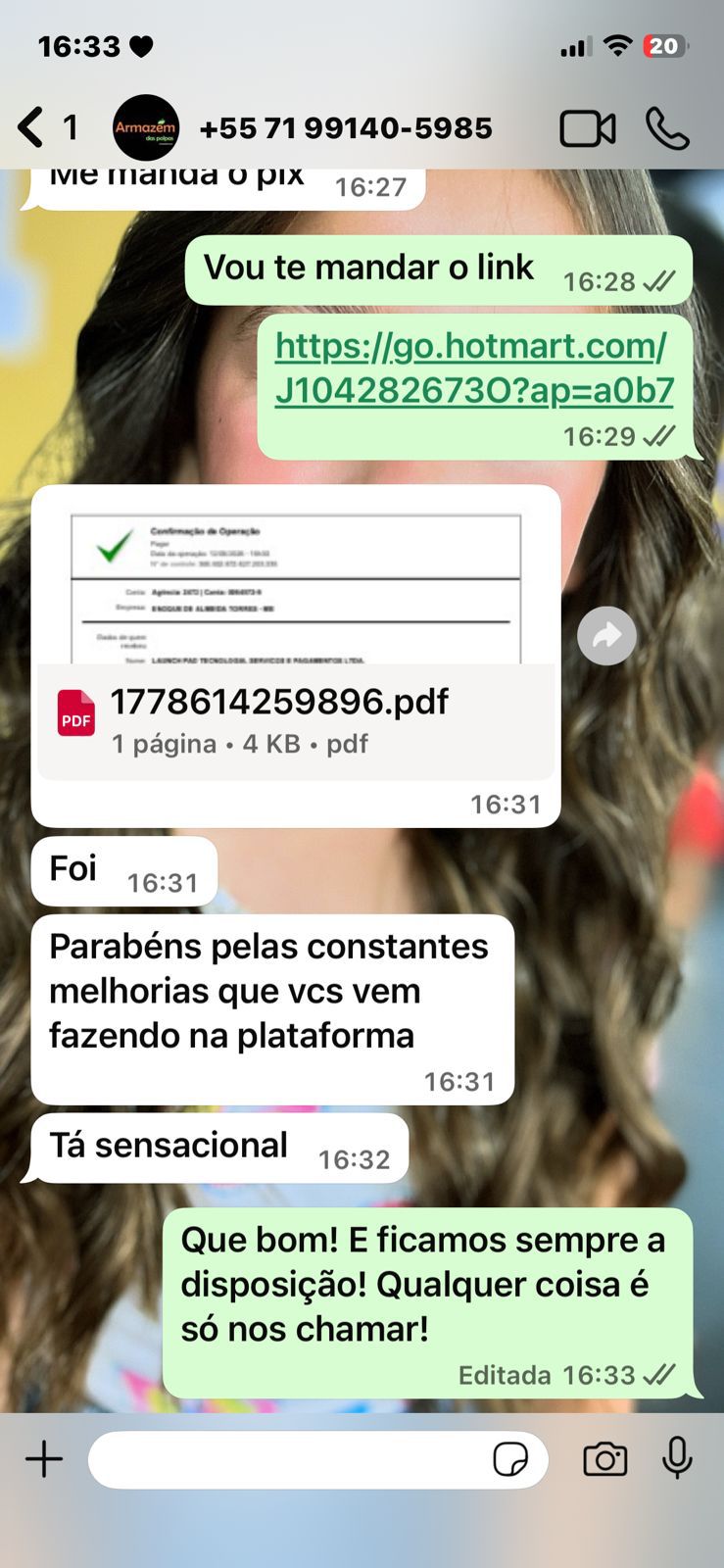 Print real de depoimento de cliente do PrecificaJá 1