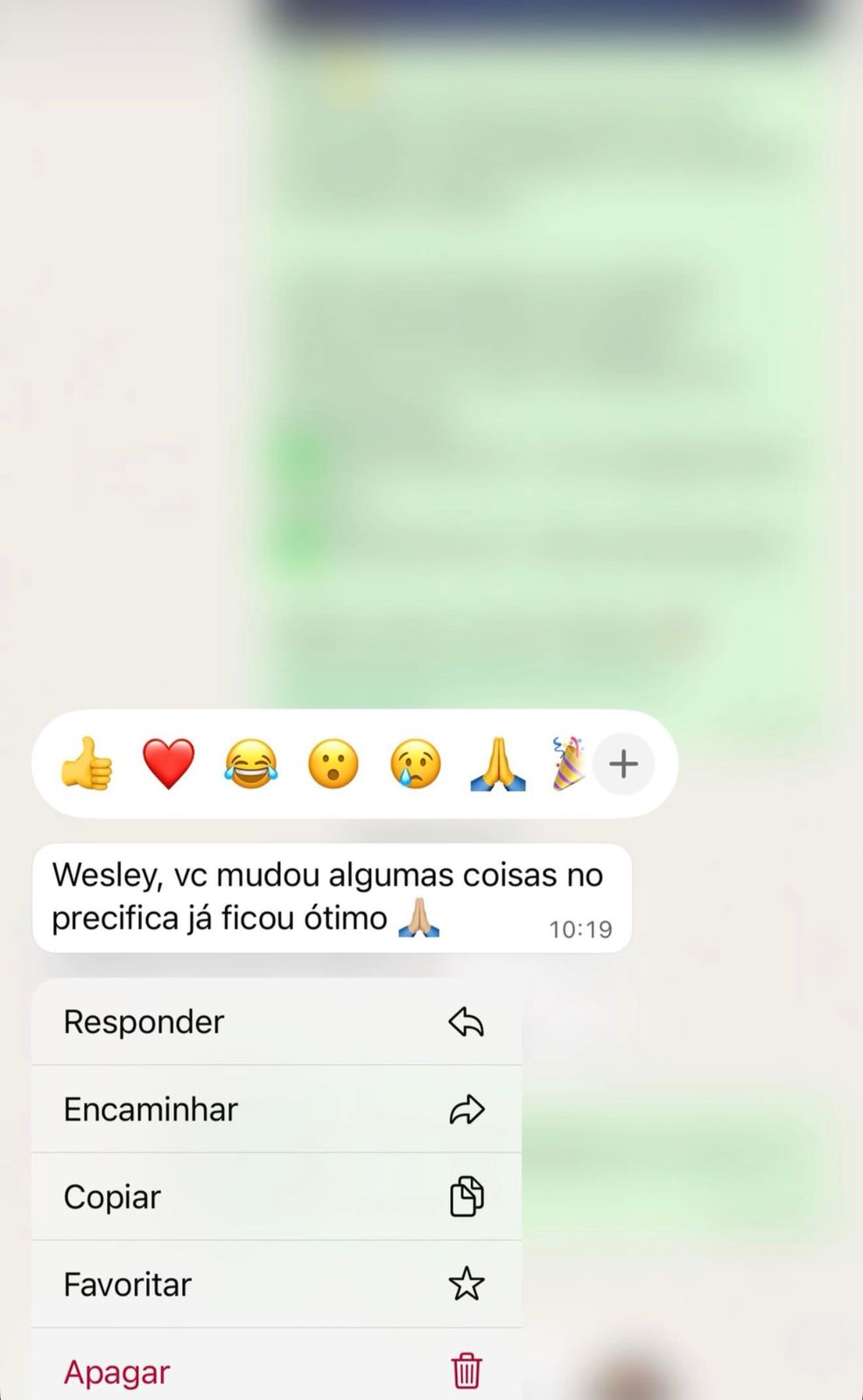Print real de depoimento de cliente do PrecificaJá 5